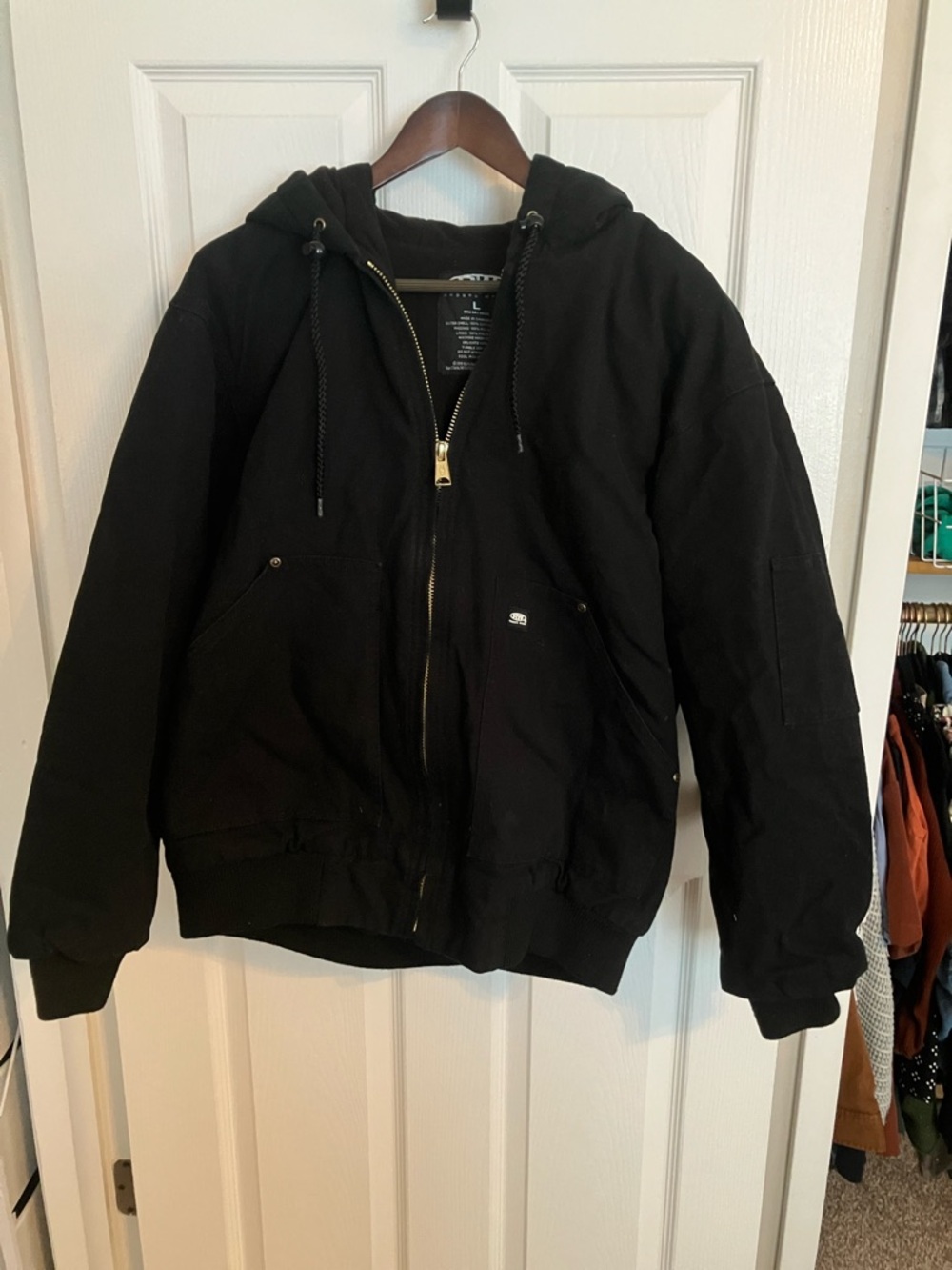 Black Hooded Zip Bomber Jacket